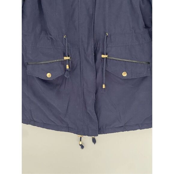 Maxwell Studio navy jacket with faux fur trim hood Size M - Picture 7 of 10
